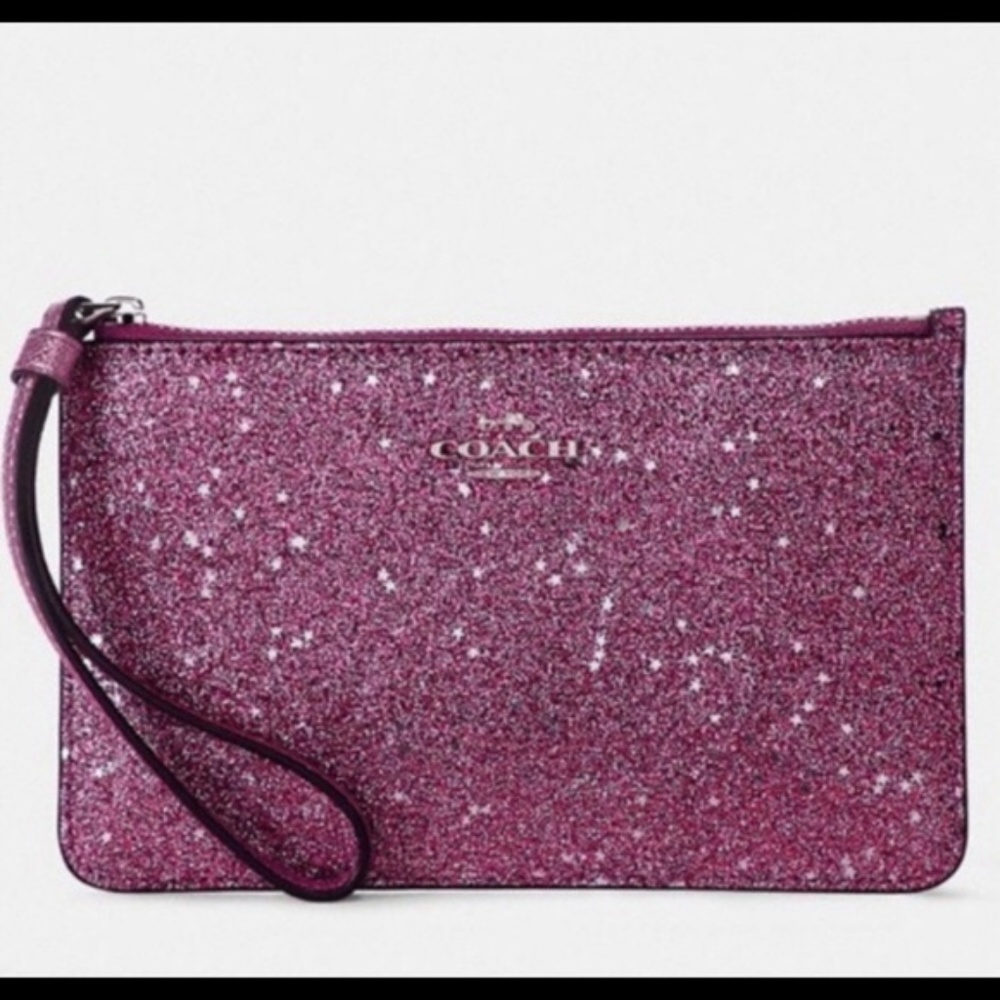 NWOT COACH Star Glitter Corner Zip Wristlet